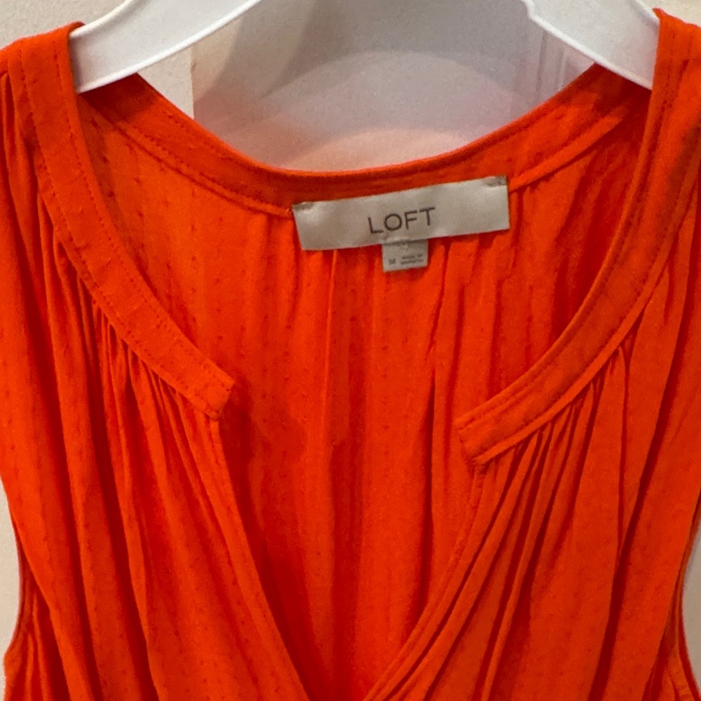 LOFT Bright Orange Textured Top